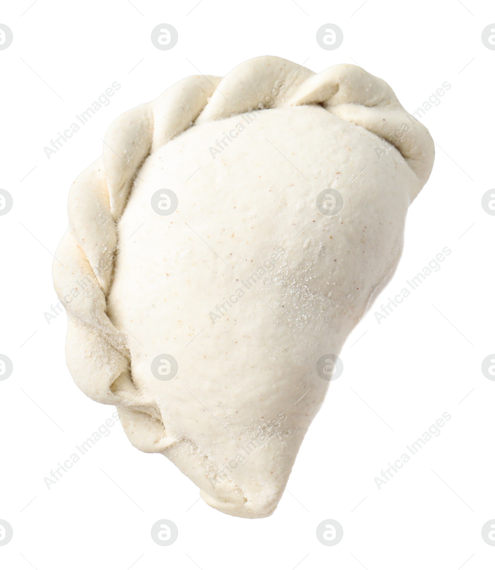 Photo of One raw dumpling (varenyk) isolated on white