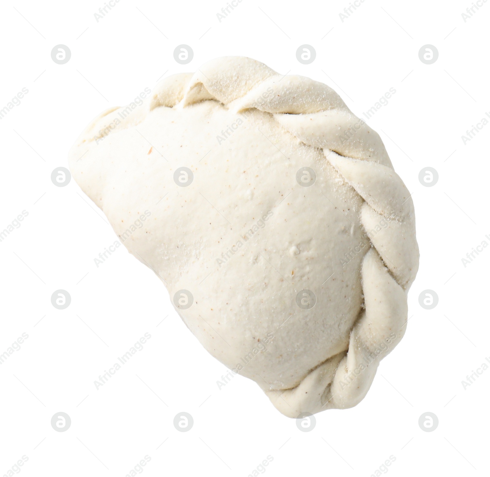 Photo of One raw dumpling (varenyk) isolated on white