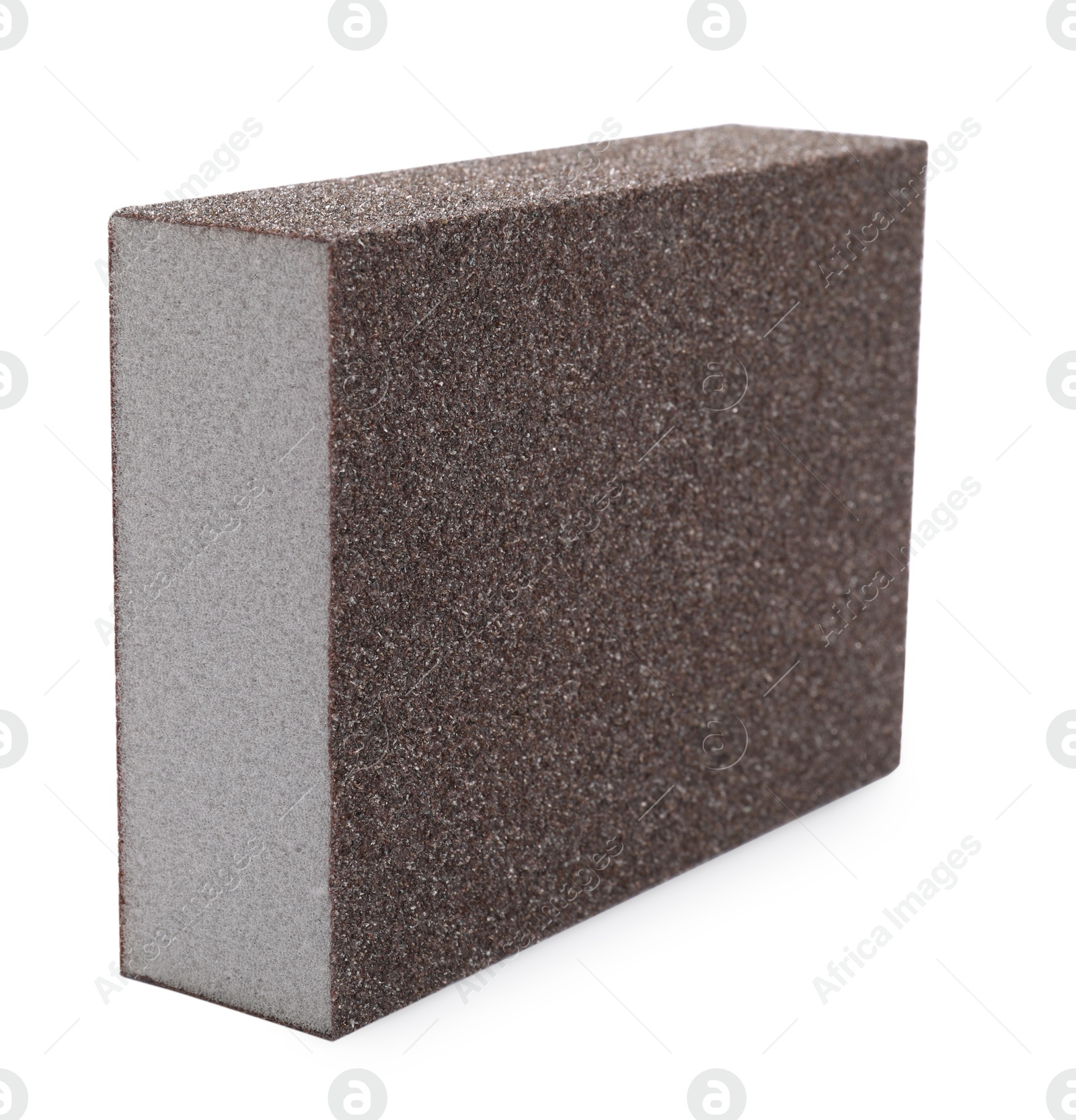 Photo of One coarse sandpaper sponge isolated on white