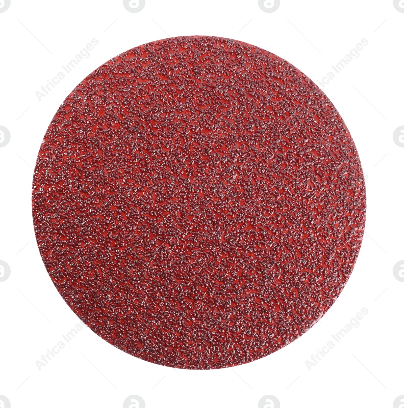 Photo of Coarse sandpaper disk isolated on white, top view