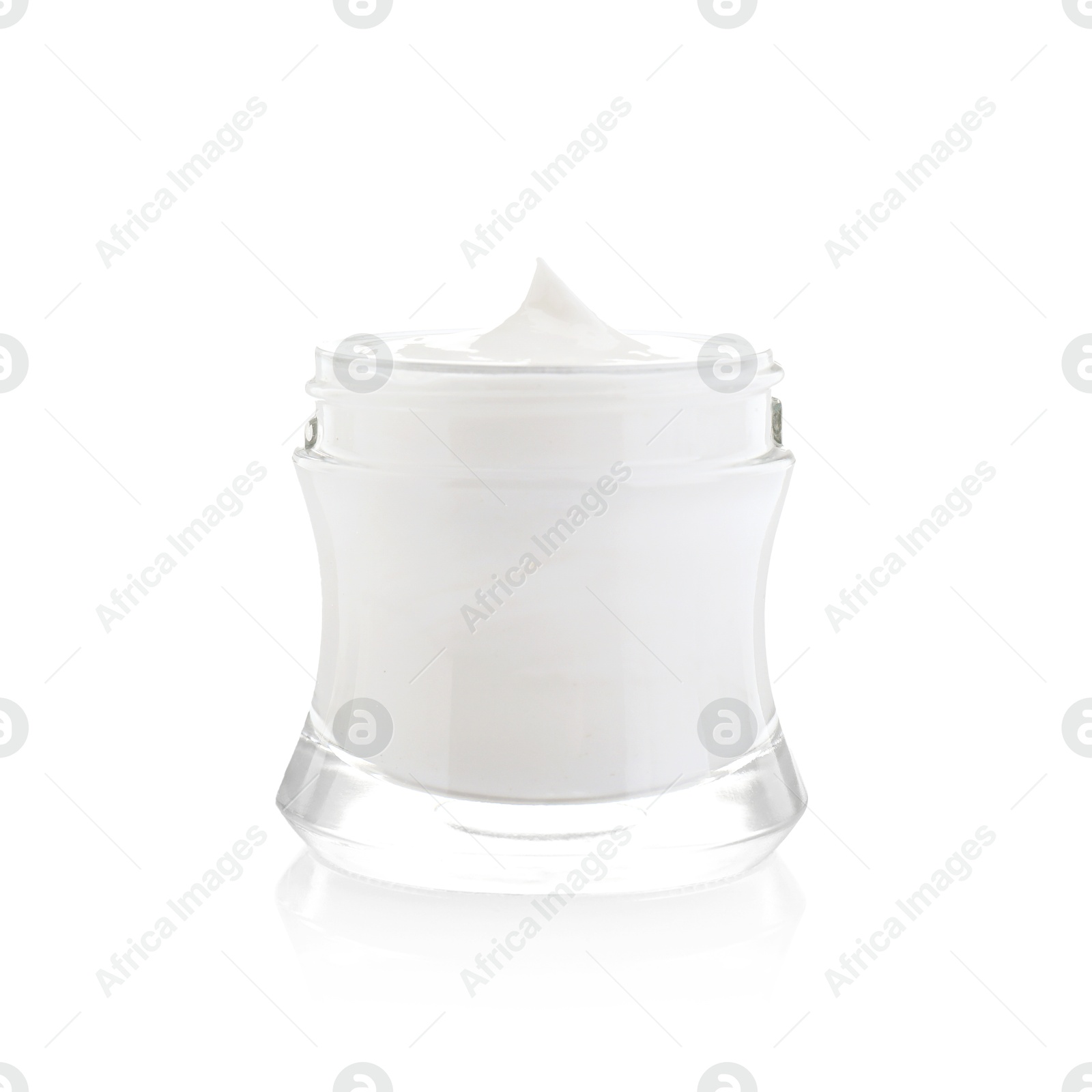 Photo of Jar of facial cream isolated on white