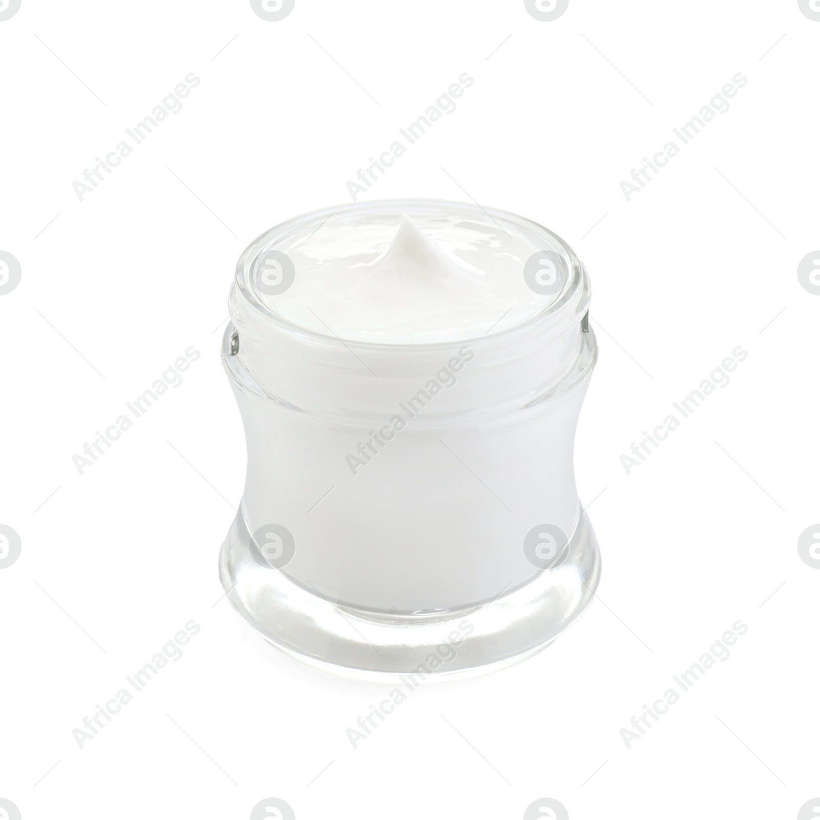 Photo of Jar of facial cream isolated on white