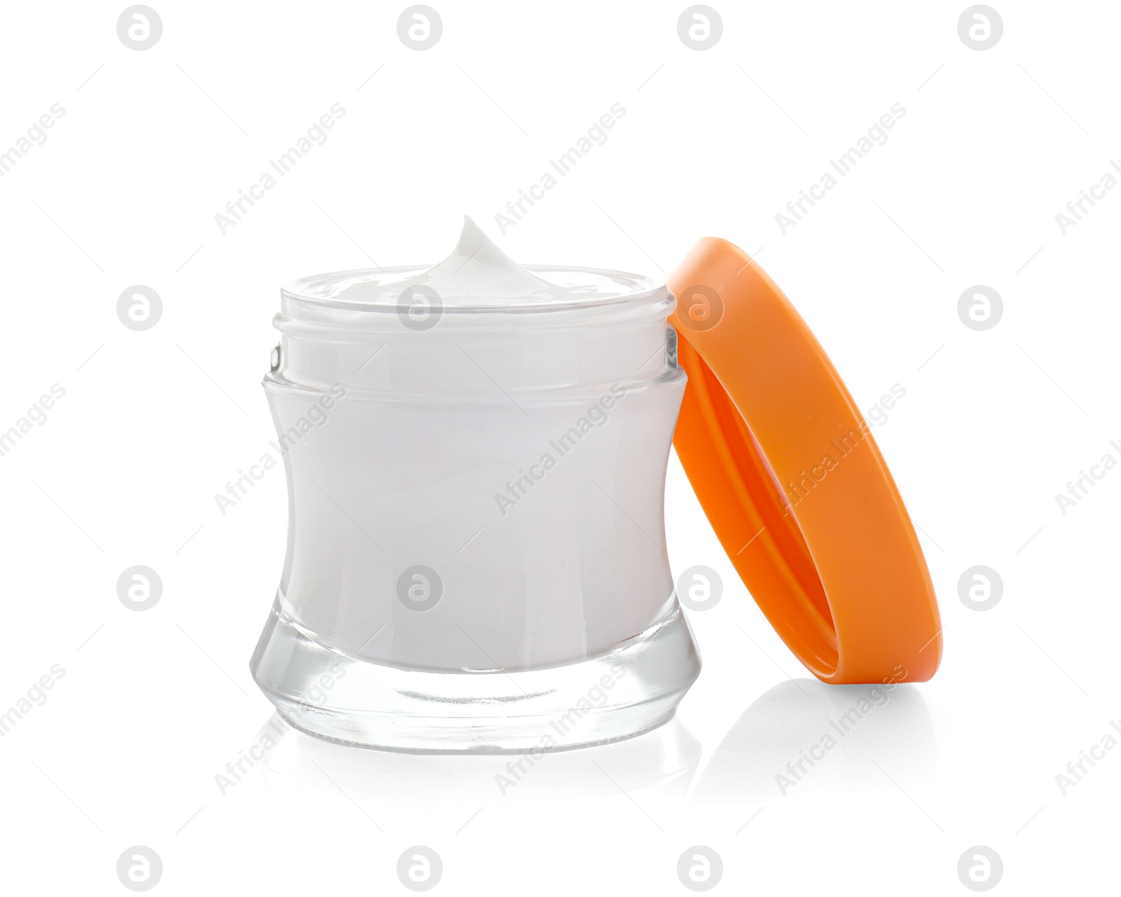 Photo of Jar of facial cream isolated on white