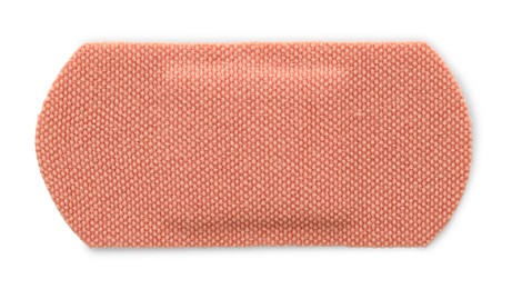 Photo of Medical adhesive bandage isolated on white, top view