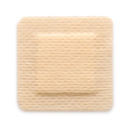 Photo of Medical adhesive bandage isolated on white, top view