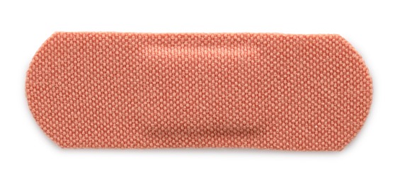 Photo of Medical adhesive bandage isolated on white, top view