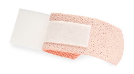 Photo of One medical adhesive bandage isolated on white
