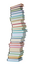 Stack of colorful books isolated on white