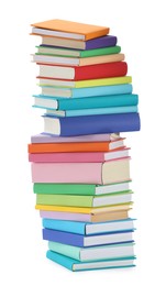 Stack of colorful books isolated on white