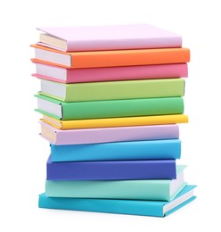 Stack of colorful books isolated on white