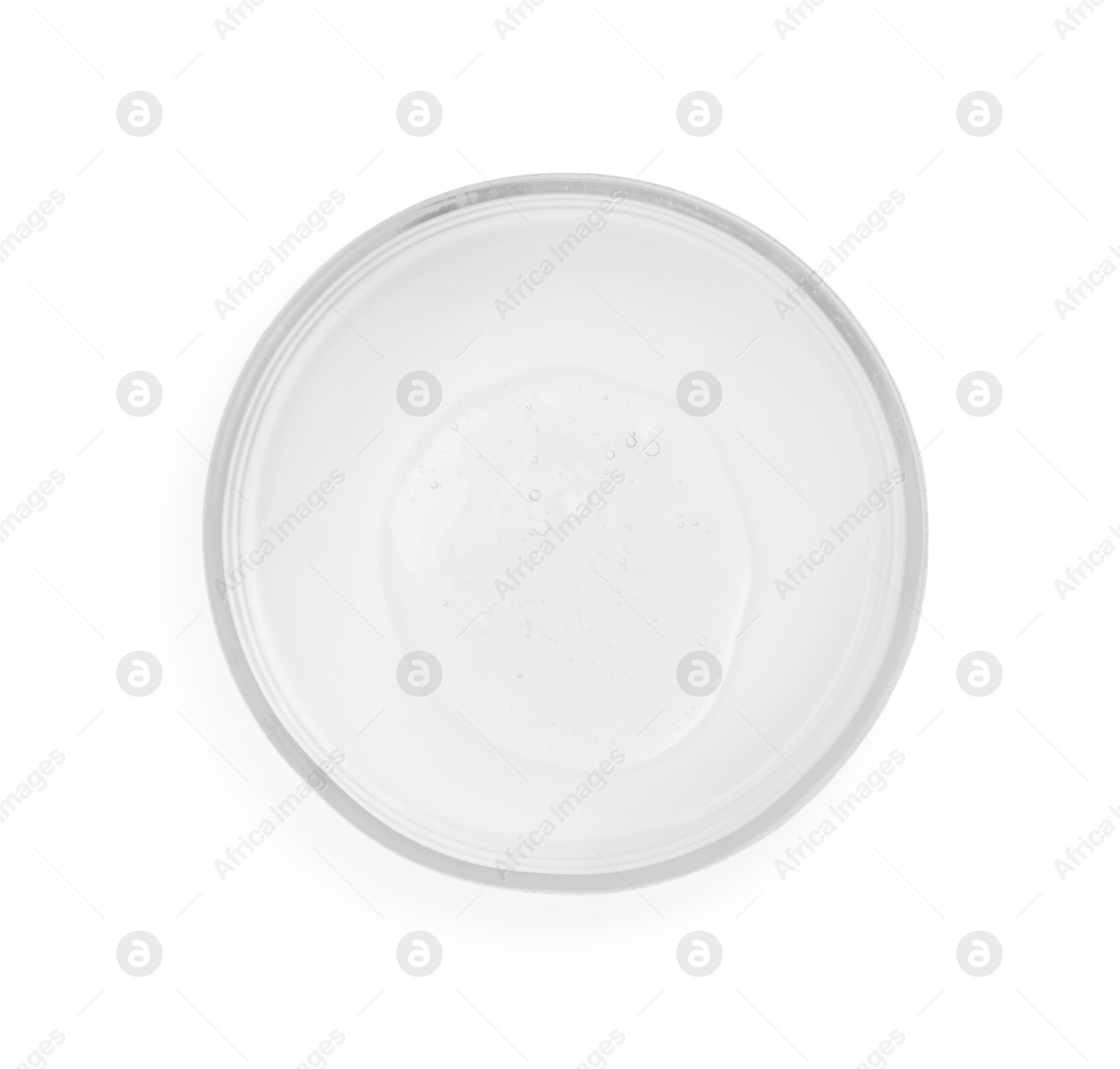 Photo of Petri dish with sample isolated on white, top view