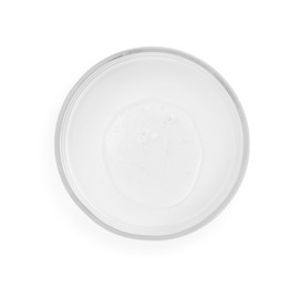 Photo of Petri dish with sample isolated on white, top view