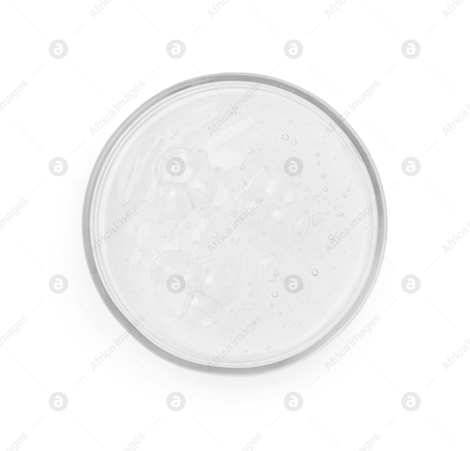 Photo of Petri dish with sample isolated on white, top view