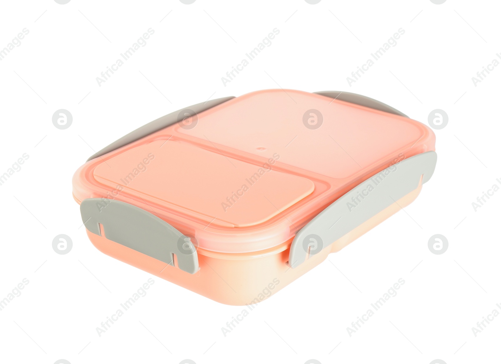 Photo of One plastic lunch box isolated on white