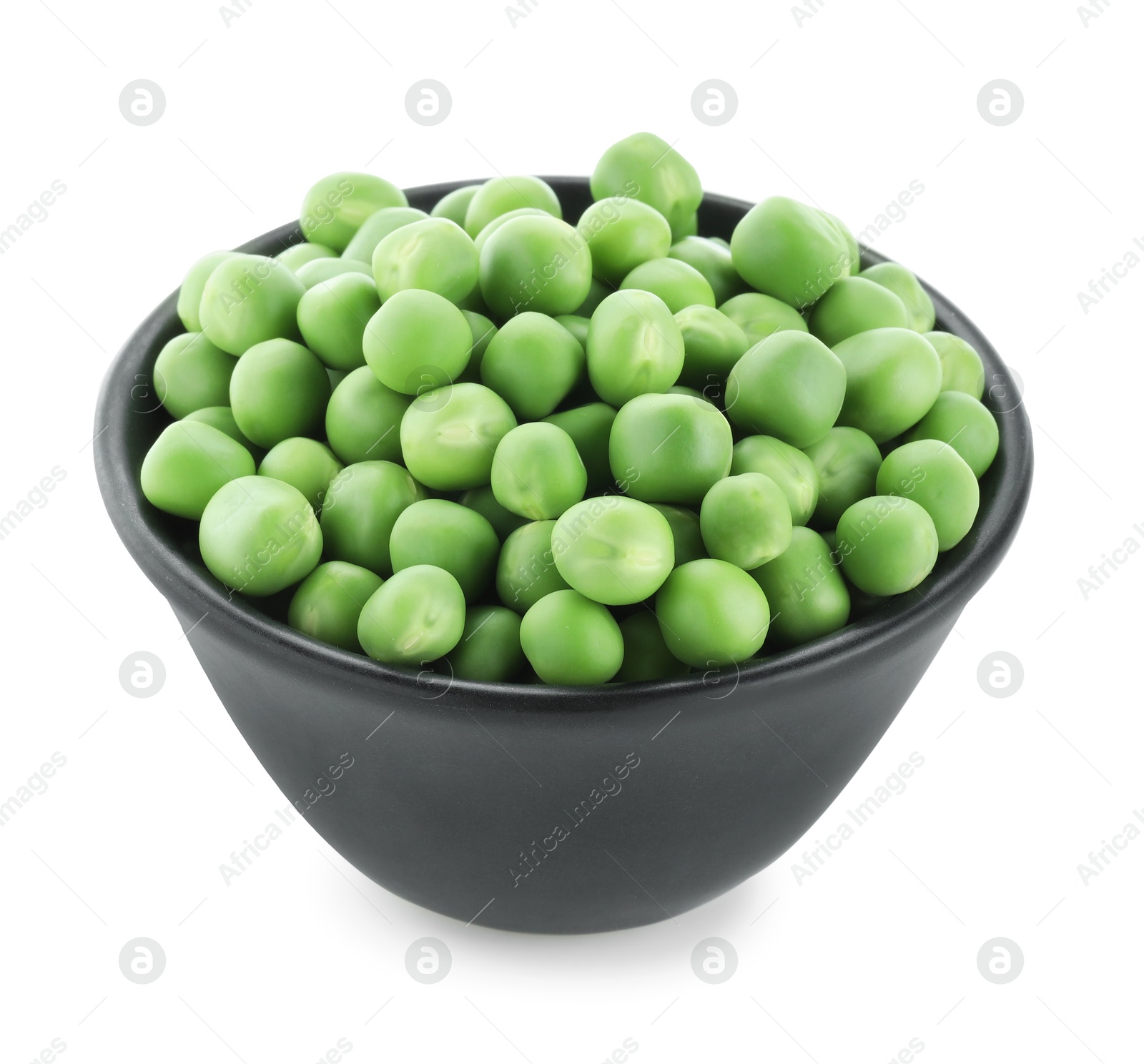 Photo of Fresh green peas in bowl isolated on white