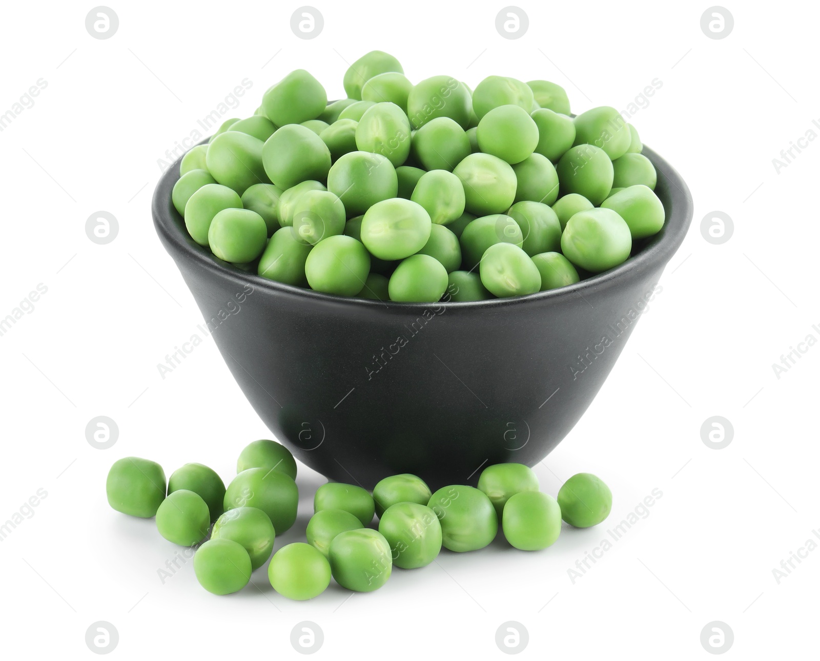 Photo of Fresh green peas in bowl isolated on white