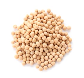 Photo of Pile of dried peas isolated on white, top view