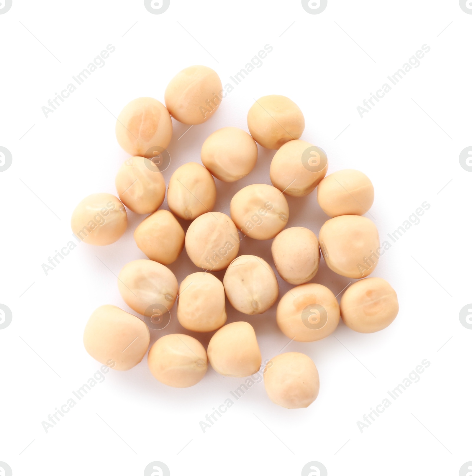 Photo of Pile of dried peas isolated on white, top view