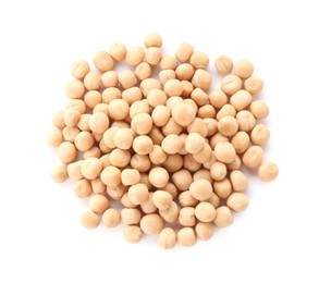 Photo of Pile of dried peas isolated on white, top view