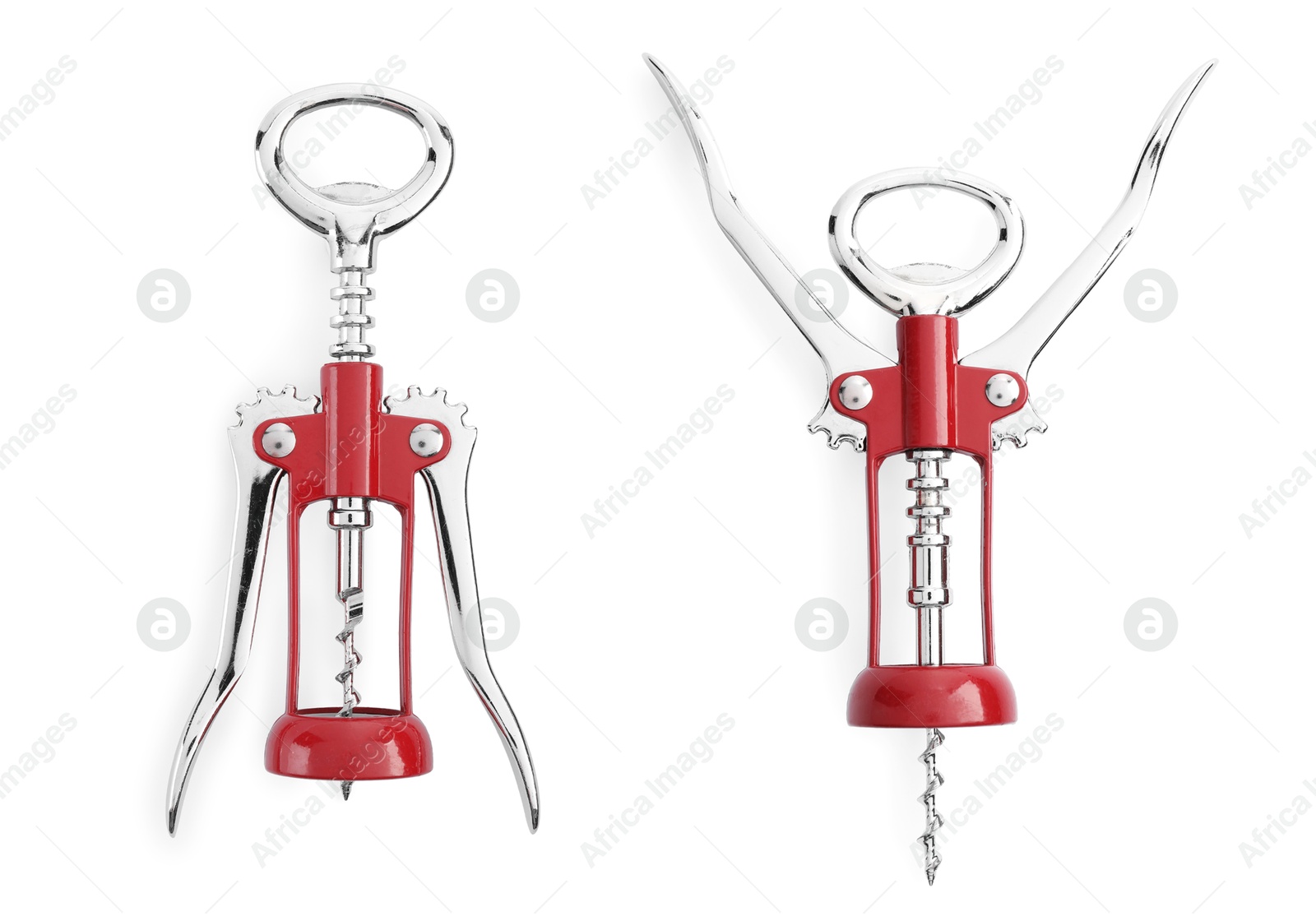 Image of Collage with wing corkscrew on white background