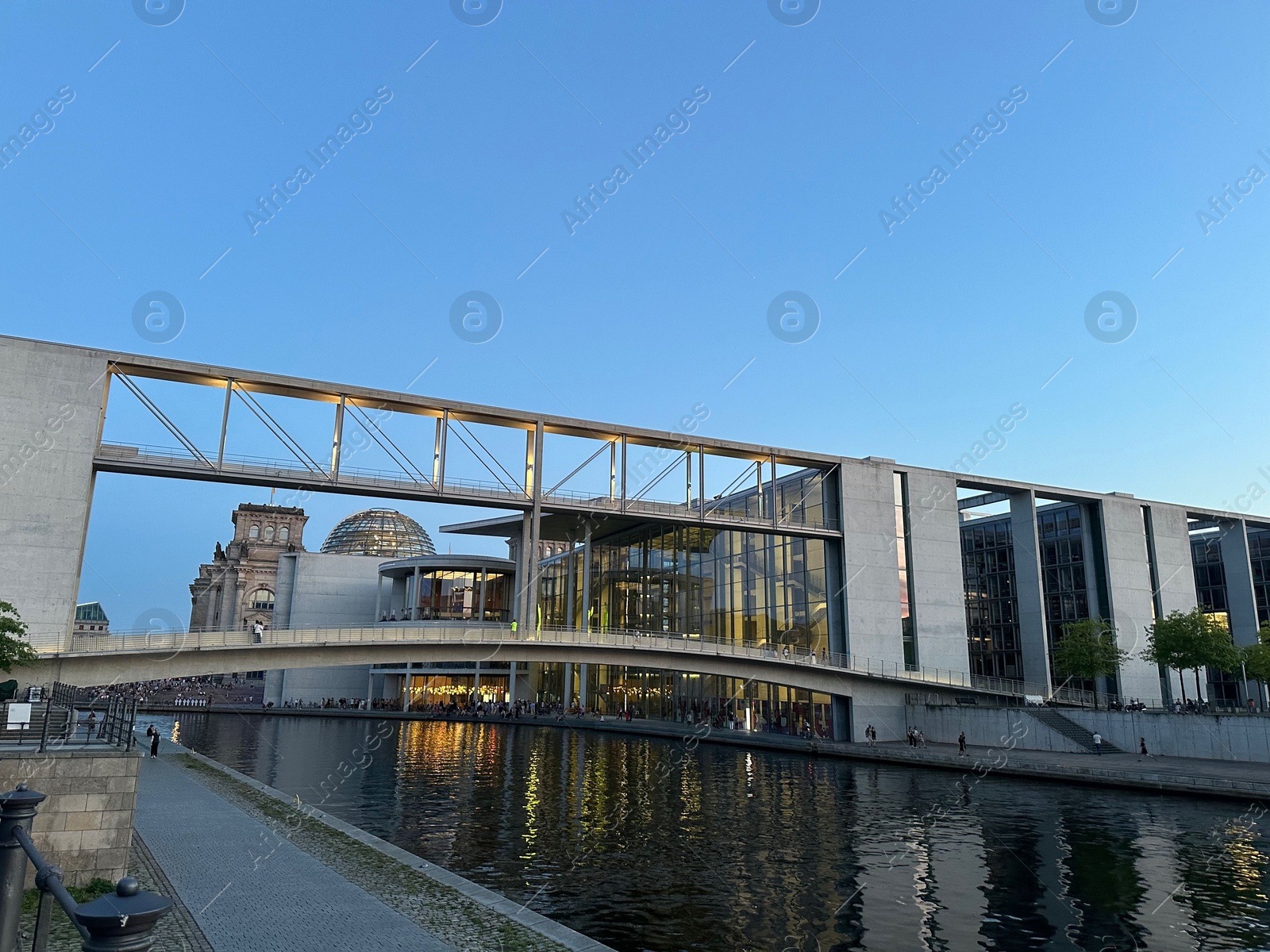 Photo of Berlin, Germany - July 30, 2024: Picturesque view of Marie-Elisabeth-Luders-Haus near river outdoors