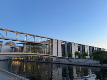 Photo of Berlin, Germany - July 30, 2024: Picturesque view of Marie-Elisabeth-Luders-Haus near river outdoors