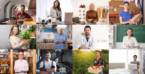 Image of Confident people of different occupations, collage of portraits