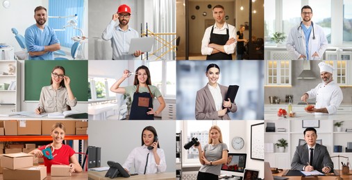 Image of Confident people of different occupations, collage of portraits