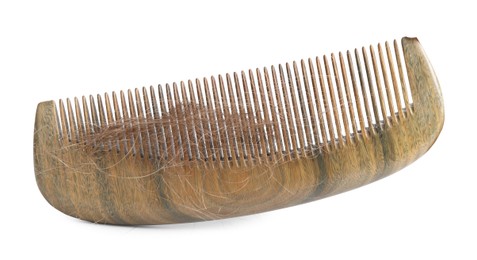 Photo of One comb with lost hair on white background