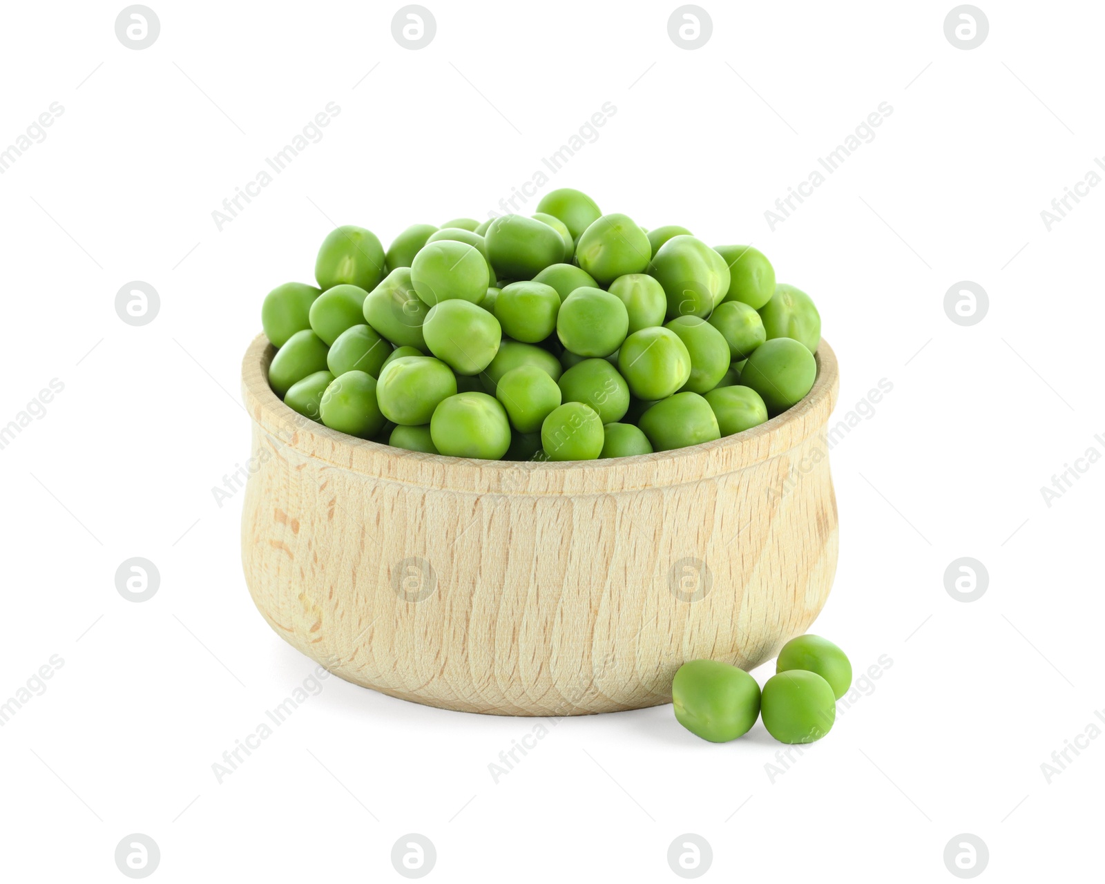 Photo of Fresh green peas in bowl isolated on white