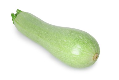 Photo of One fresh ripe zucchini isolated on white