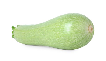 Photo of One fresh ripe zucchini isolated on white