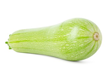 Photo of One fresh ripe zucchini isolated on white