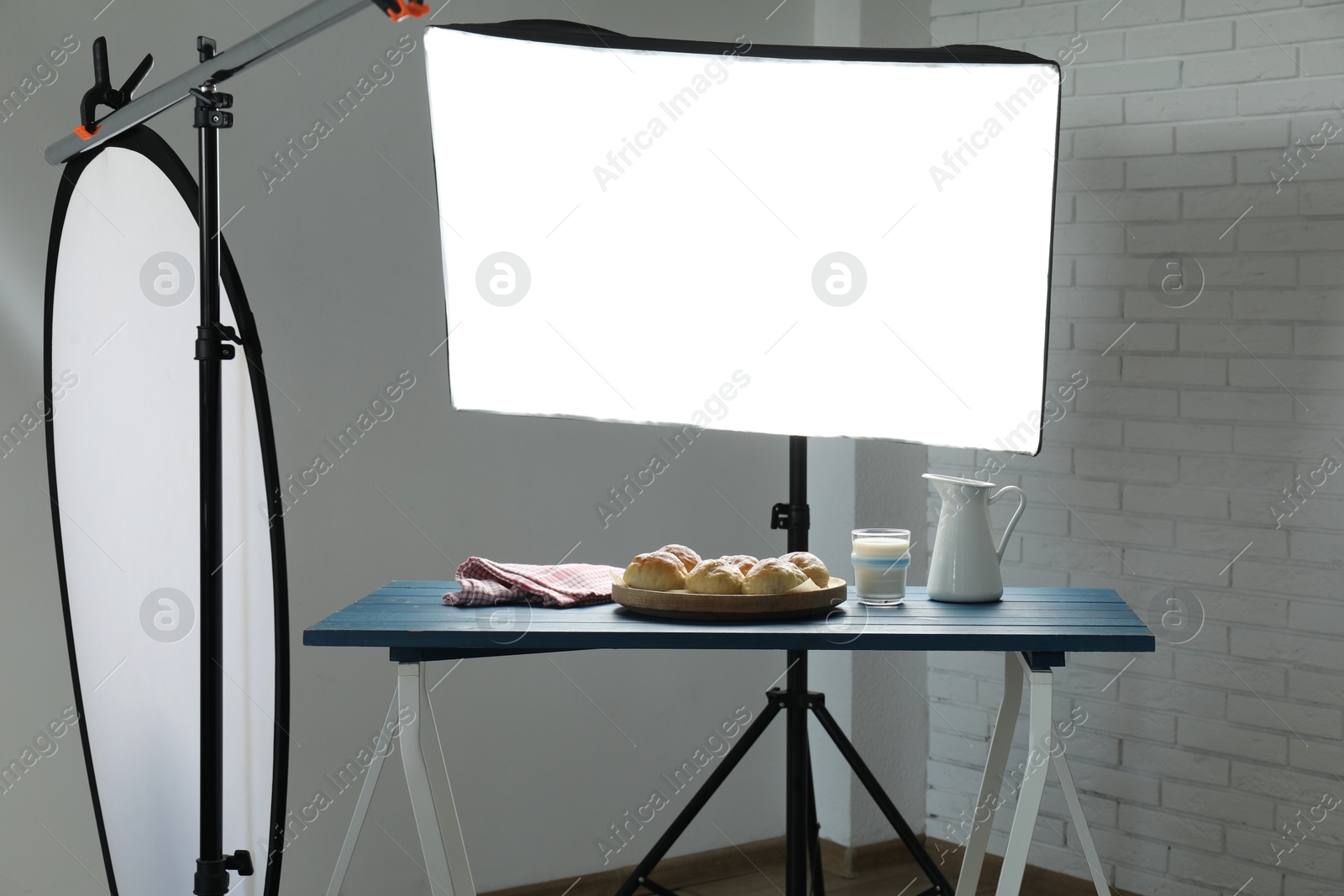 Photo of Shooting food in photo studio with professional lighting equipment