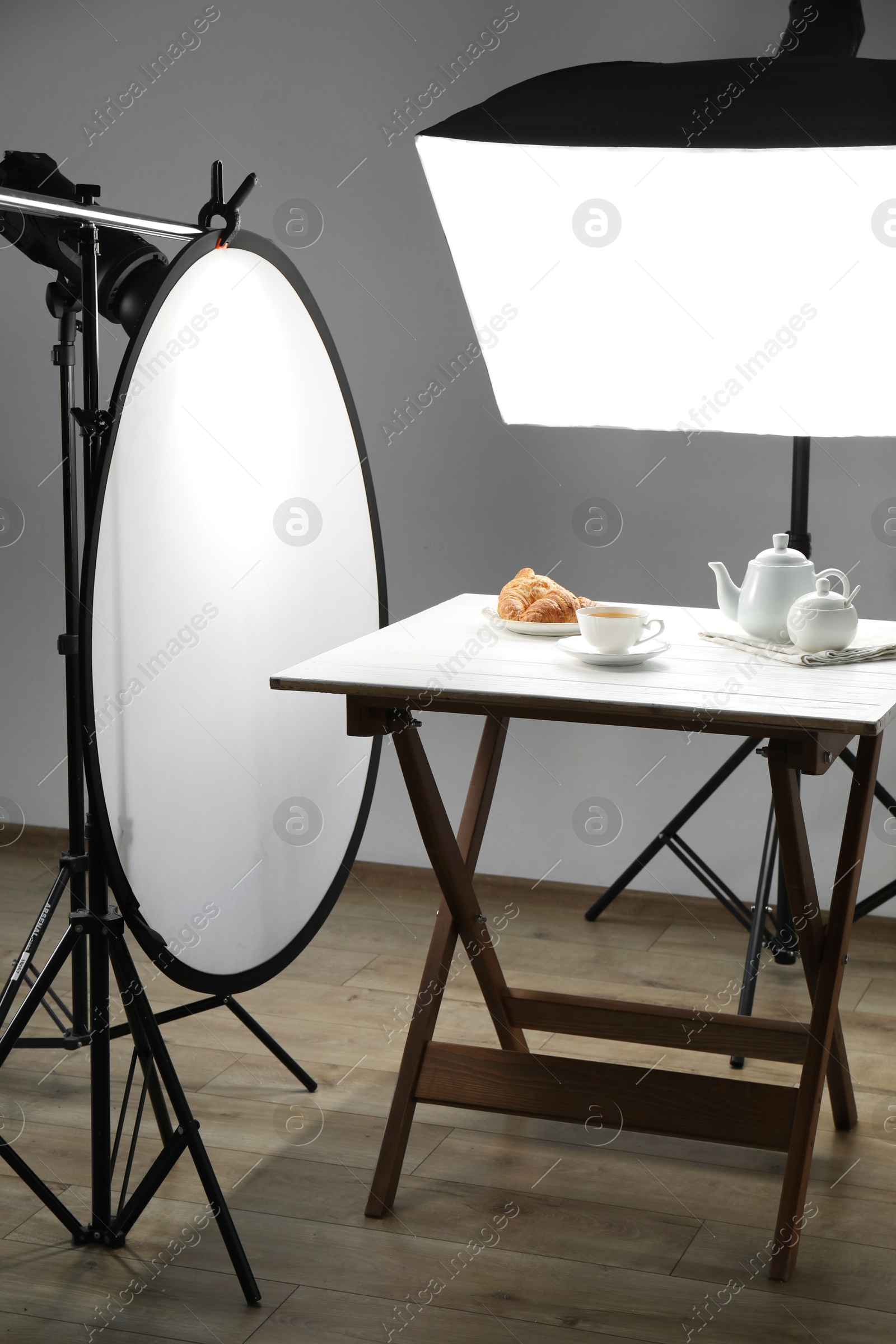 Photo of Shooting food in photo studio with professional lighting equipment