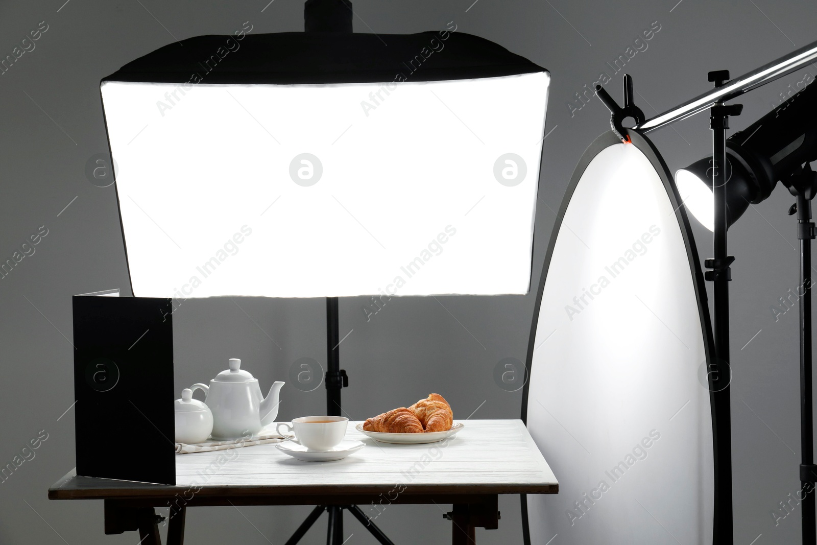 Photo of Shooting food in photo studio with professional lighting equipment