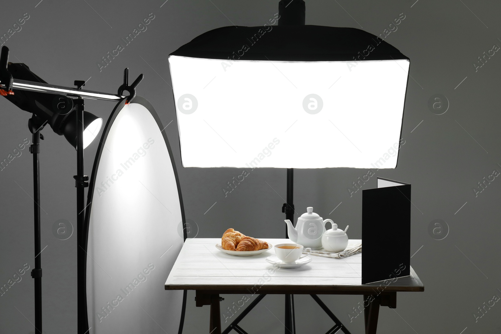 Photo of Shooting food in photo studio with professional lighting equipment