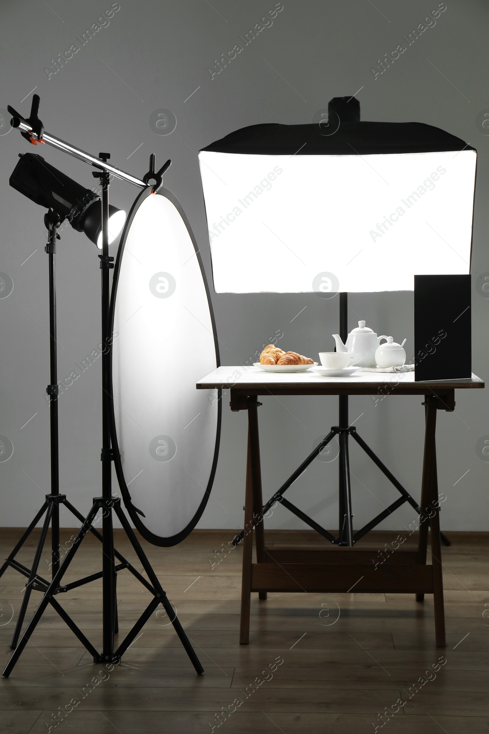 Photo of Shooting food in photo studio with professional lighting equipment