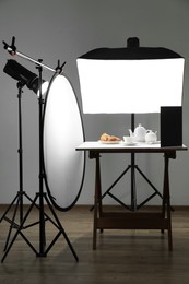 Photo of Shooting food in photo studio with professional lighting equipment