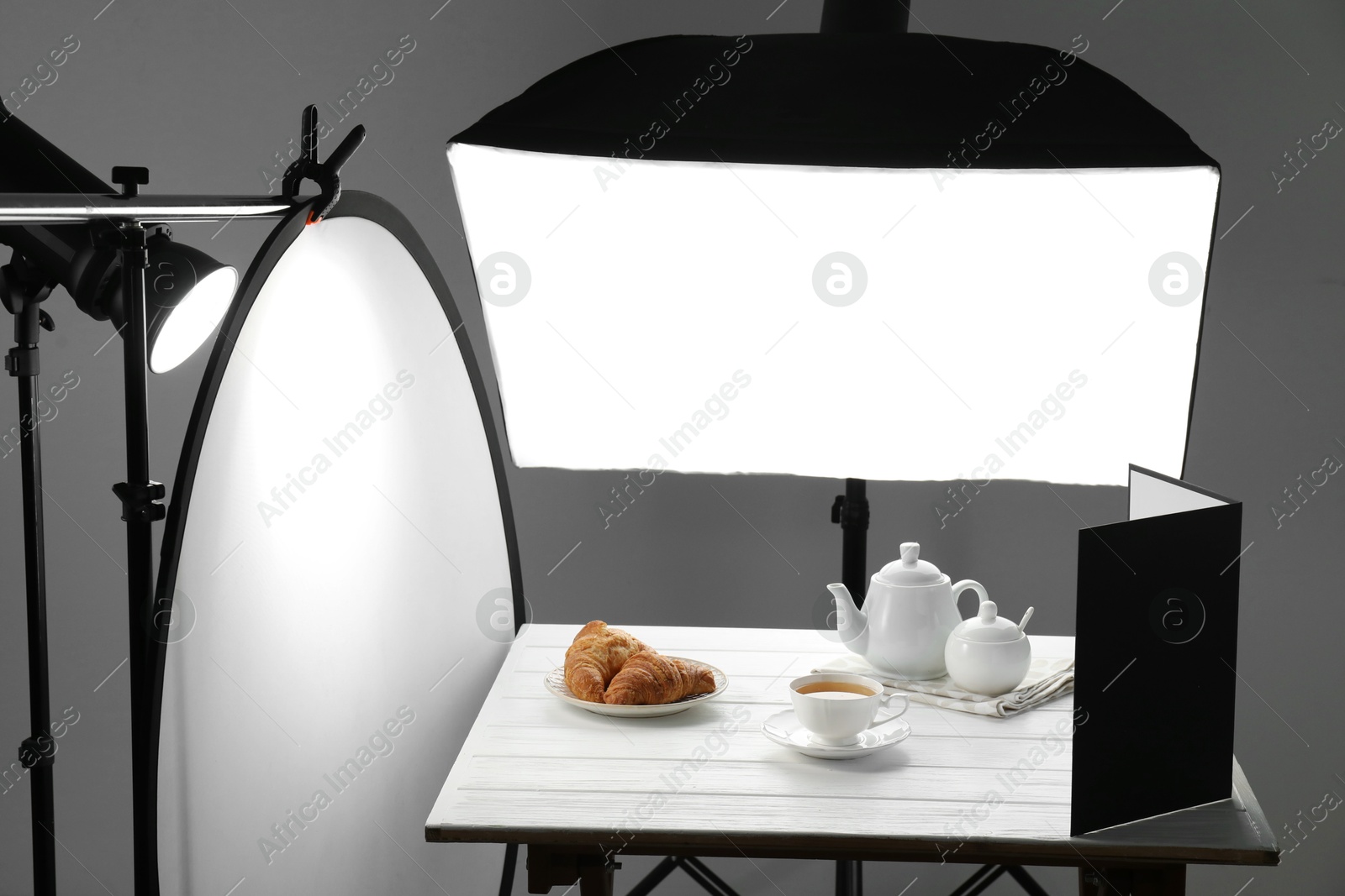 Photo of Shooting food in photo studio with professional lighting equipment