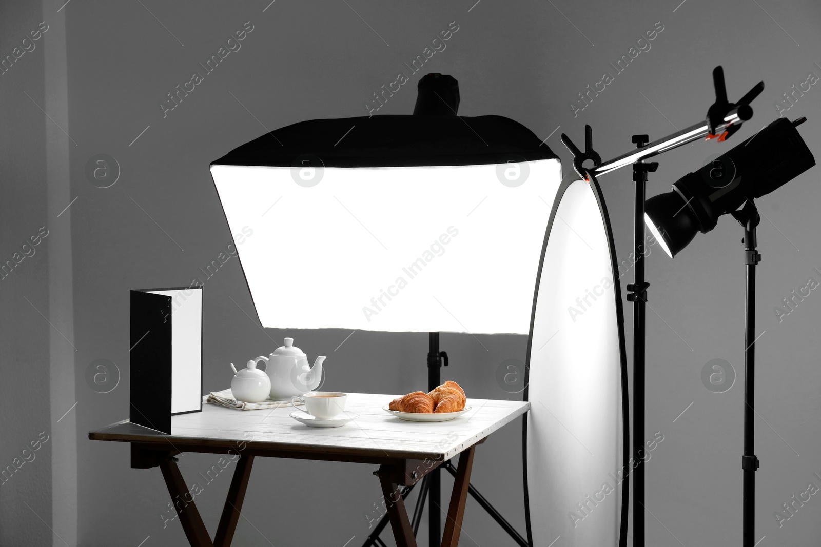 Photo of Shooting food in photo studio with professional lighting equipment