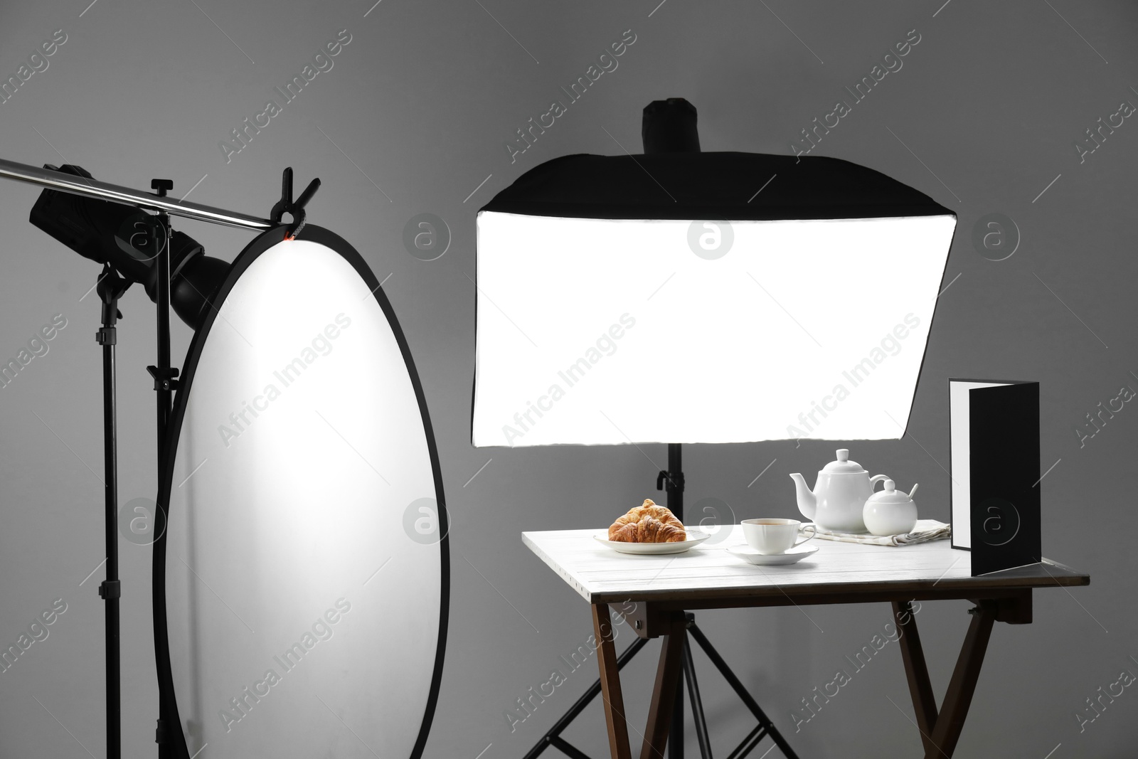 Photo of Shooting food in photo studio with professional lighting equipment