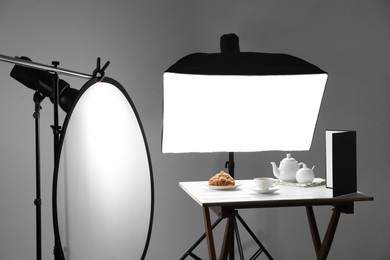 Photo of Shooting food in photo studio with professional lighting equipment