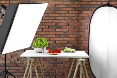 Photo of Shooting food in photo studio with professional lighting equipment