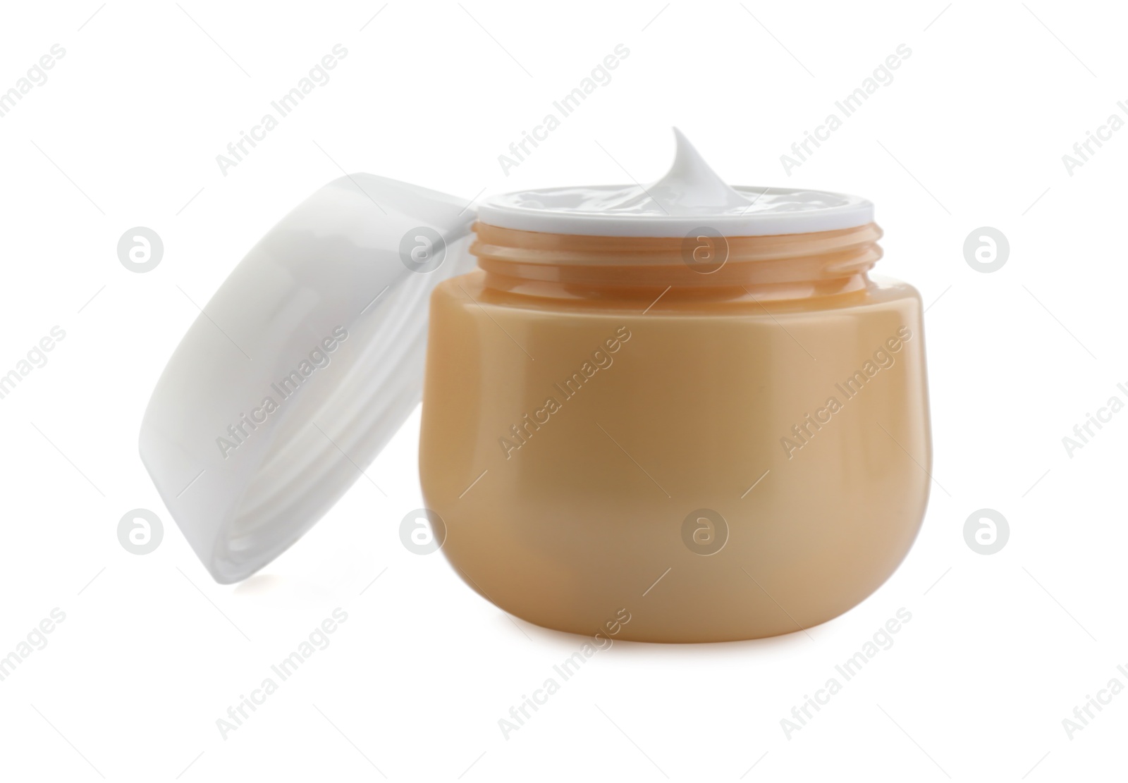 Photo of Jar of facial cream isolated on white