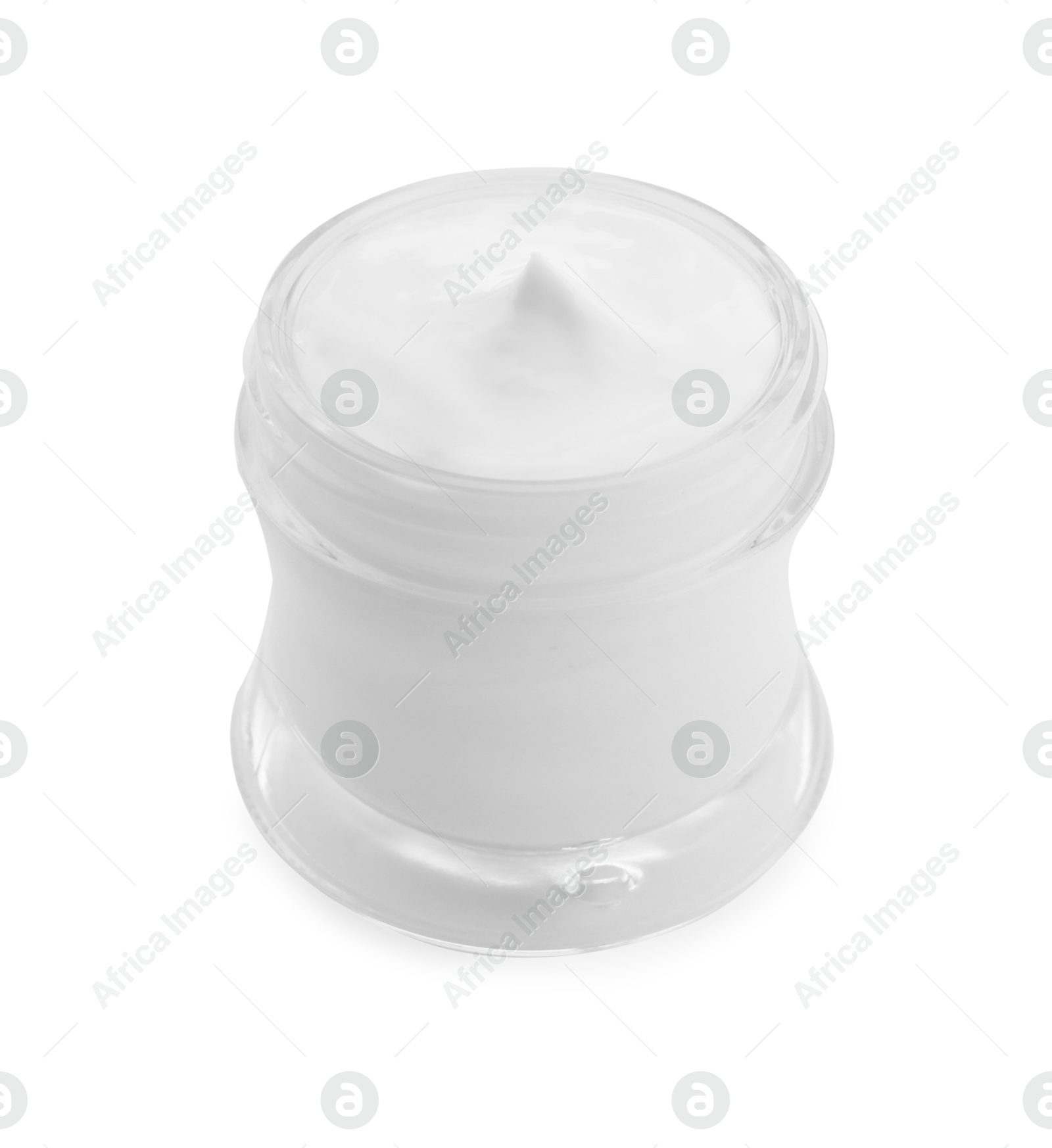 Photo of Jar of facial cream isolated on white