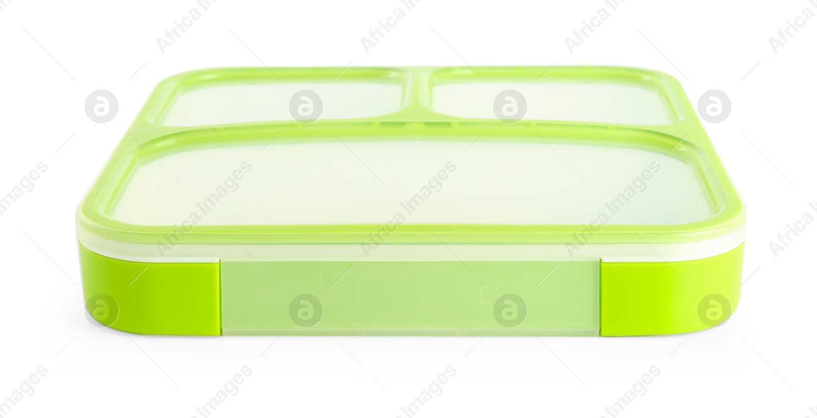 Photo of One plastic lunch box isolated on white