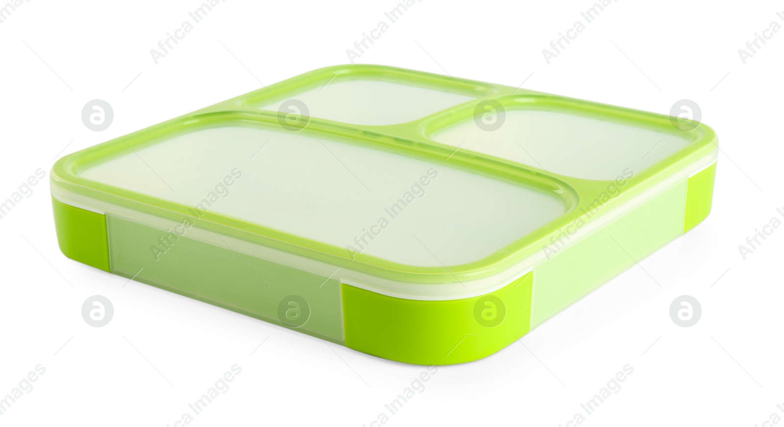 Photo of One plastic lunch box isolated on white