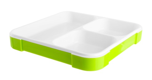 Empty plastic lunch box isolated on white