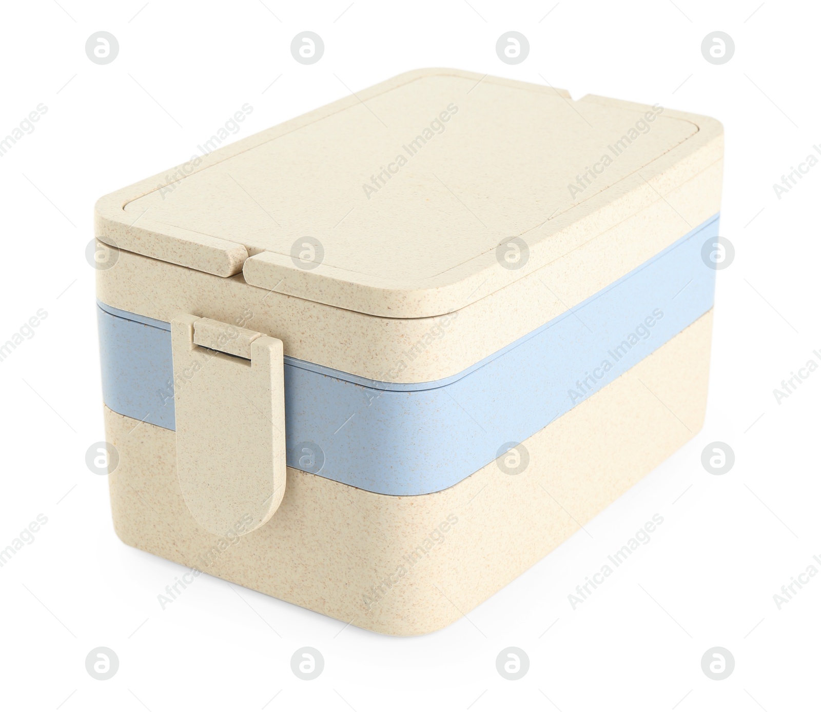 Photo of Plastic lunch box with lid isolated on white